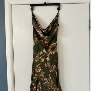 MARBLE Green and Brown Floral Dress